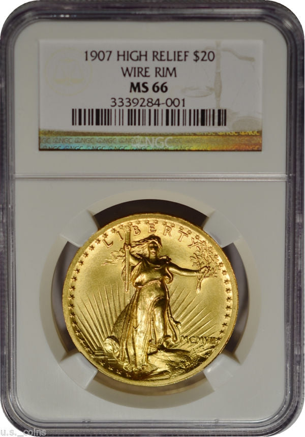 販売実績-$20セントゴーデンズ金貨 1907ハイリリーフ ワイヤーリム(エッジ) NGC MS66!!!GAUDENSHRWRPF66-UNIVERSAL COIN