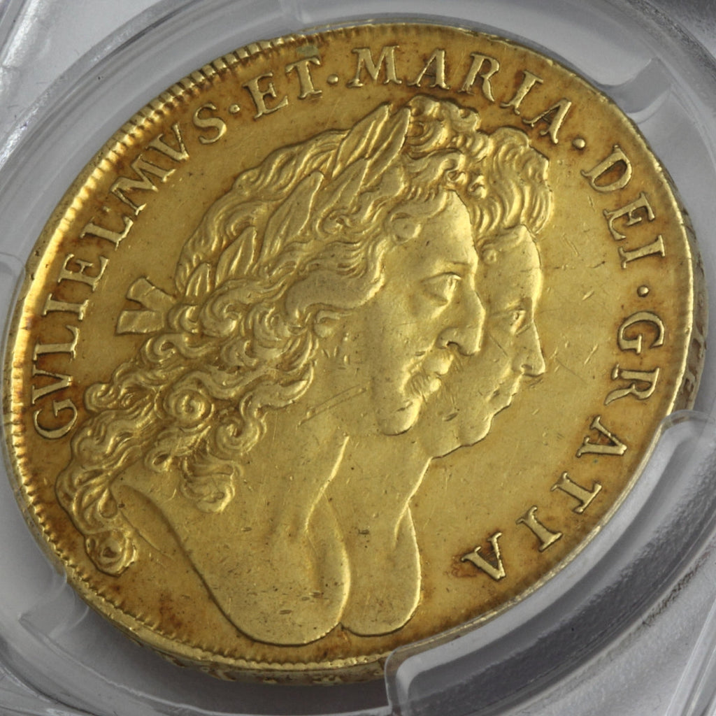 販売実績-イギリス 1691年 ウィリアム&メアリー 5ギニー金貨 AU50(PCGS)-UNIVERSAL COIN