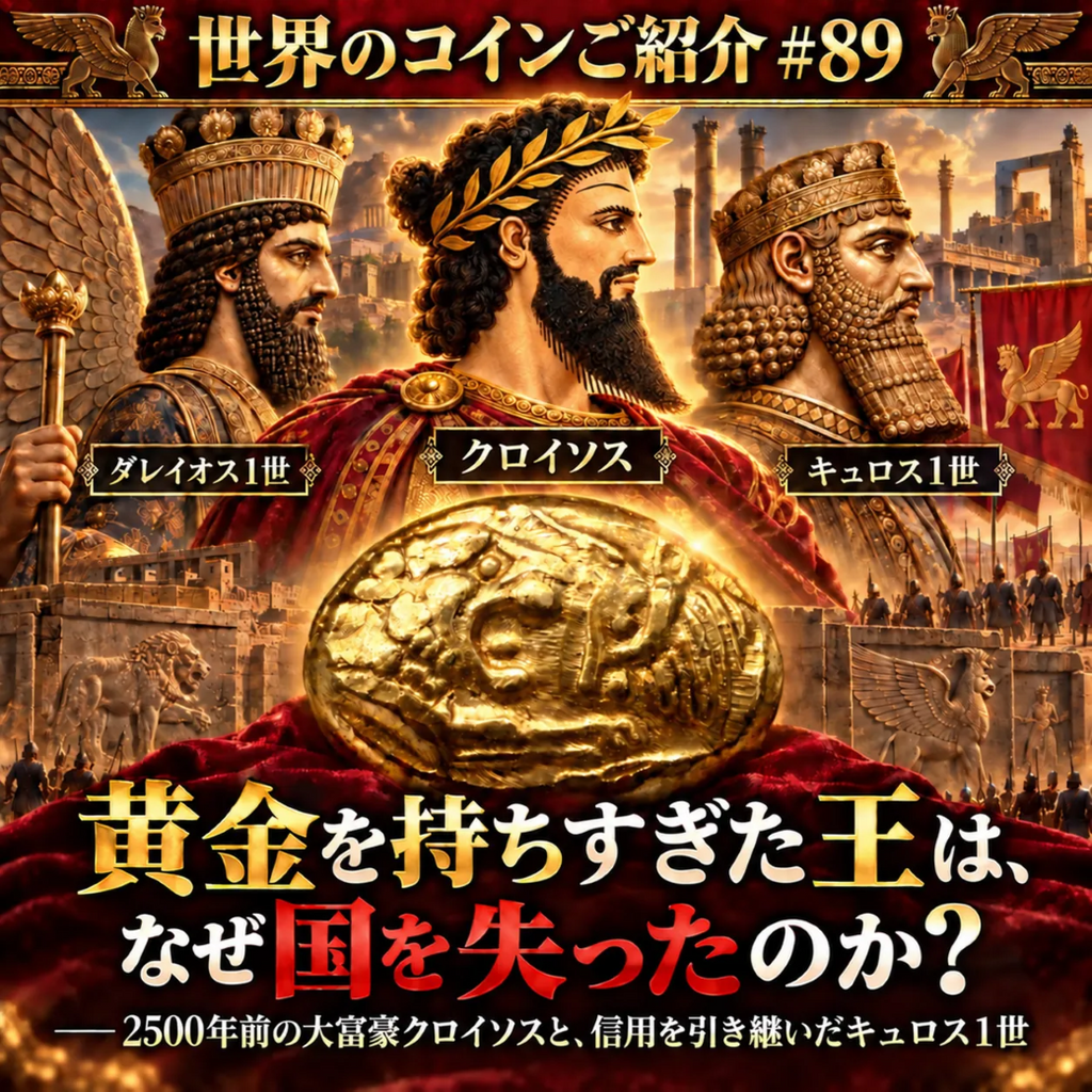 世界のコインご紹介#89:「黄金を持ちすぎた王は、なぜ国を失ったのか?」――2500年前の大富豪クロイソスと、信用を引き継いだキュロス1世