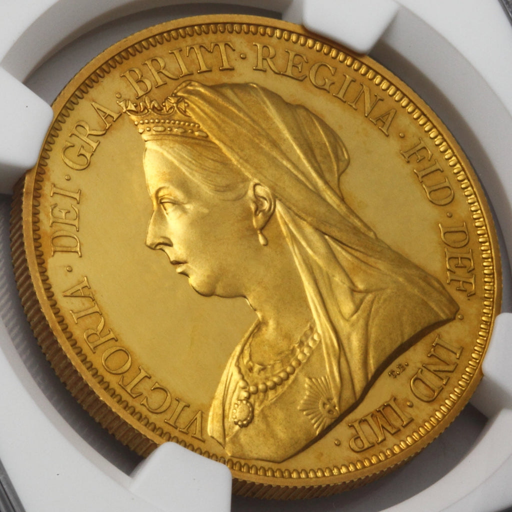 販売実績-英国 1893年 ヴィクトリア“ベールドヘッド” 5ポンドプルーフ金貨 PF65ウルトラカメオ(NGC)-UNIVERSAL COIN