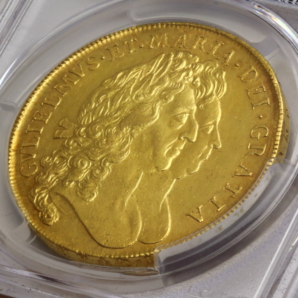 販売実績-イギリス 1692年 ウィリアム&メアリー 5ギニー金貨 "QVARTO” MS62(PCGS)-UNIVERSAL COIN