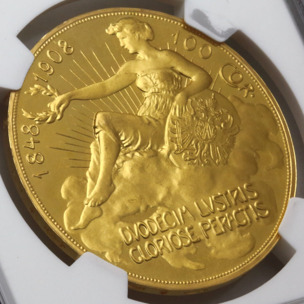 販売実績-オーストリア 1908年 雲上の女神 100コロナ金貨 PF63CAM(NGC)-UNIVERSAL COIN