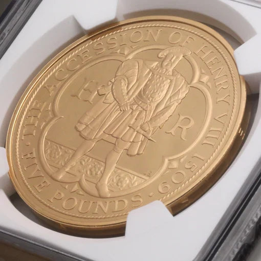 販売実績-イギリス 2009年 ヘンリー8世 即位500周年記念 5ポンド金貨 PF70UCAM-UNIVERSAL COIN
