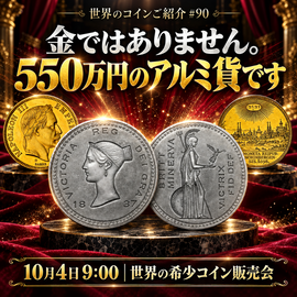 世界のコインご紹介#90:「金ではありません。550万円のアルミ貨です」―10月4日、世界の希少コイン販売会