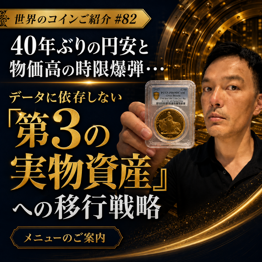 世界のコインご紹介#82:40年ぶりの円安と物価高の時限爆弾・・・ データに依存しない「第3の実物資産」への移行戦略「メニューのご案内」