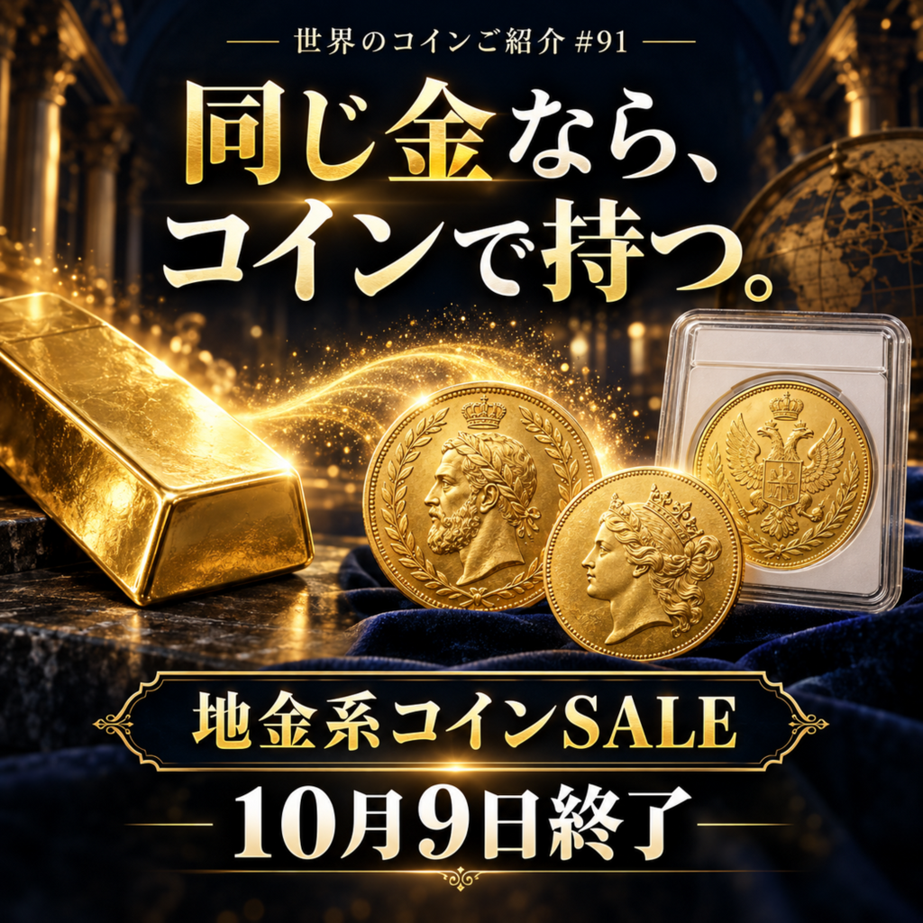 世界のコインご紹介#91:「同じ金なら、コインで持つ。」――地金系コインSALE、10月9日終了