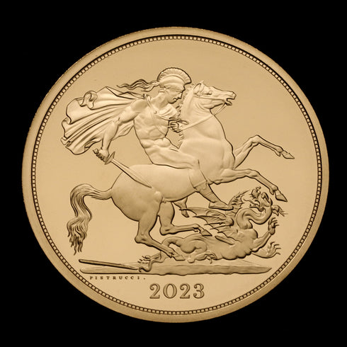 イギリス 2023年 チャールズ3世 聖ジョージと竜退治 5ポンド金貨 5枚セット 裸