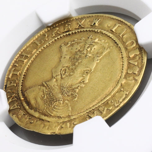 イギリス 1612-13年 ジェームズ1世 2クラウン金貨 AU55:2119532-027