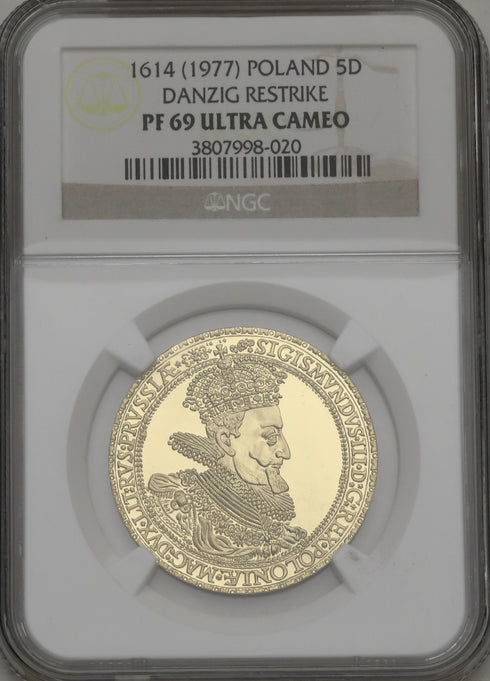 ポーランド 1977年 ジギスムント3世 5ダカット金貨 PF69UCAM Restrike:3807998-020