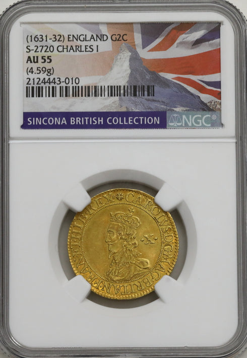 イギリス 1631-32年 チャールズ1世 2クラウン金貨 AU55 : 2124443-010