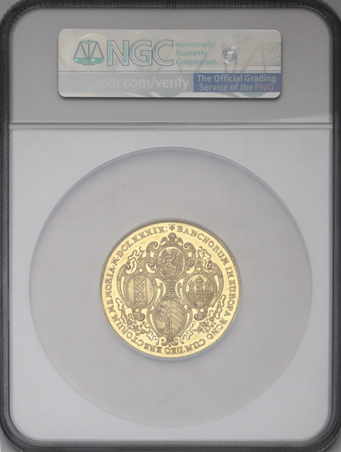 ドイツ 1689年 ハンブルク都市景観 10ダカット金貨(バンクポルトガレッサー) MS63PL:6295584-001