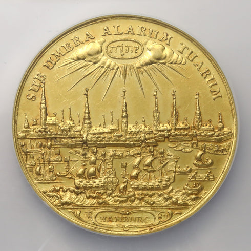 ドイツ 1689年 ハンブルク都市景観 10ダカット金貨(バンクポルトガレッサー) MS63PL:6295584-001