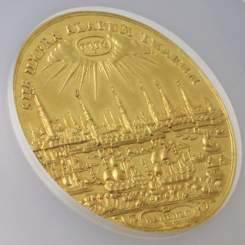 ドイツ 1689年 ハンブルク都市景観 10ダカット金貨(バンクポルトガレッサー) MS63PL:6295584-001