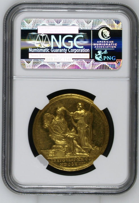 イギリス 1714年 ジョージ1世 戴冠記念 金メダル AU58:3901021-004