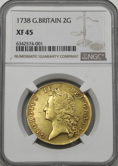 イギリス 1738年 ジョージ2世 2ギニー金貨 XF45:6342574-001
