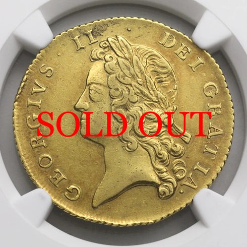 イギリス 1738年 ジョージ2世 2ギニー金貨 AU50:8238668-001