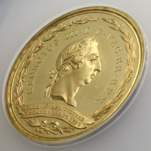 イギリス 1812年 ジョージ3世 農業委員会功労勲章 金メダル PF62UCAM:3941272-011