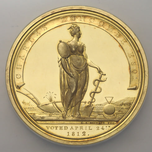 イギリス 1812年 ジョージ3世 農業委員会功労勲章 金メダル PF62UCAM:3941272-011