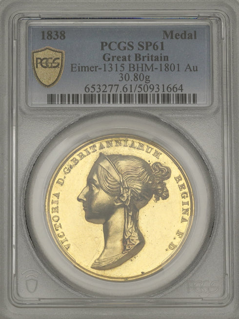 イギリス 1838年 ヴィクトリア女王 戴冠記念 金メダル SP61:50931664