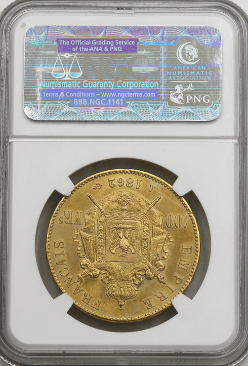 フランス 1862年A ナポレオン3世 100フラン金貨 MS64:4170933-006