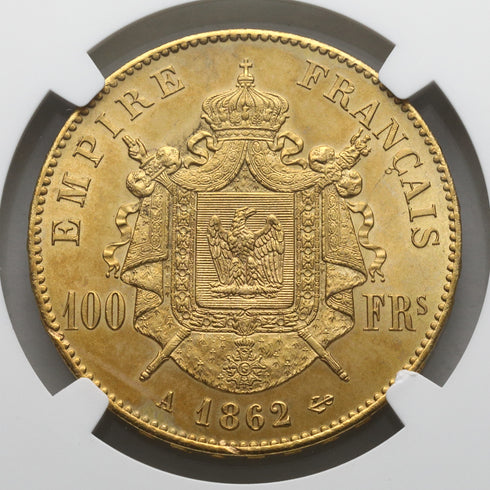 フランス 1862年A ナポレオン3世 100フラン金貨 MS64:4170933-006