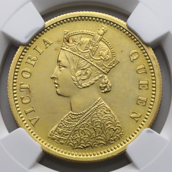 イギリス領インド 1870年C ヴィクトリア女王 モハール金貨 PF65 Restrike:5746861-002