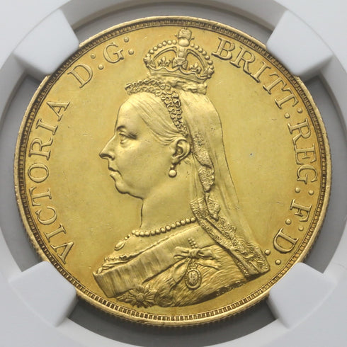 イギリス 1887年 ヴィクトリア女王 ジュビリーヘッド 5ポンド金貨 AU58:6322064-001-UNIVERSAL COIN
