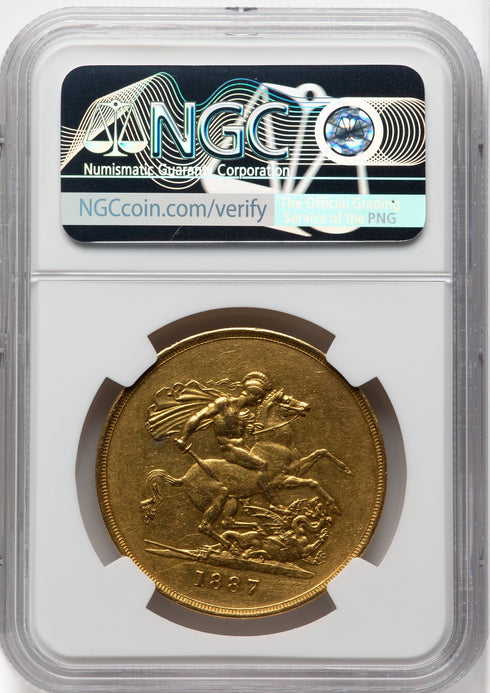 イギリス 1887年 ヴィクトリア女王 ジュビリーヘッド 5ポンド金貨 AU Details:8523259-008