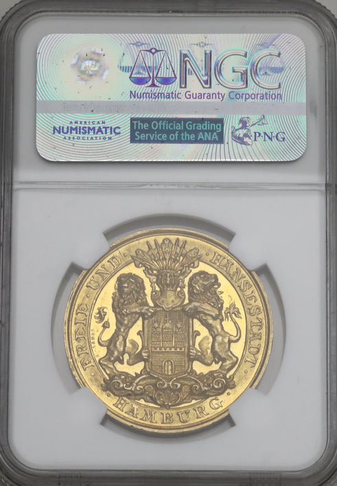 ハンブルグ 1888年 1/2バンクポルトガレッサー 5ダカットサイズ金メダル MS61:2732854-002