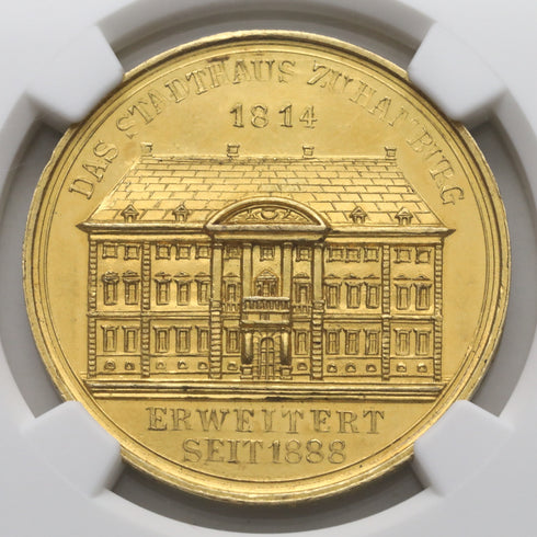 ハンブルグ 1888年 1/2バンクポルトガレッサー 5ダカットサイズ金メダル MS61:2732854-002