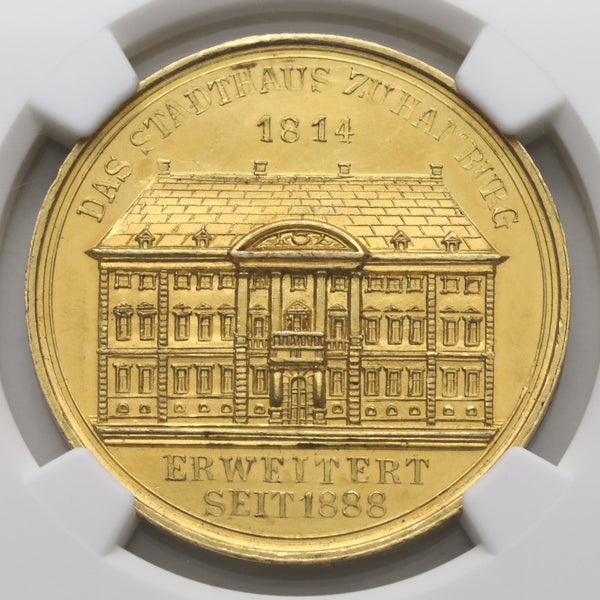 ハンブルグ 1888年 1/2バンクポルトガレッサー 5ダカットサイズ金メダル MS61:2732854-002