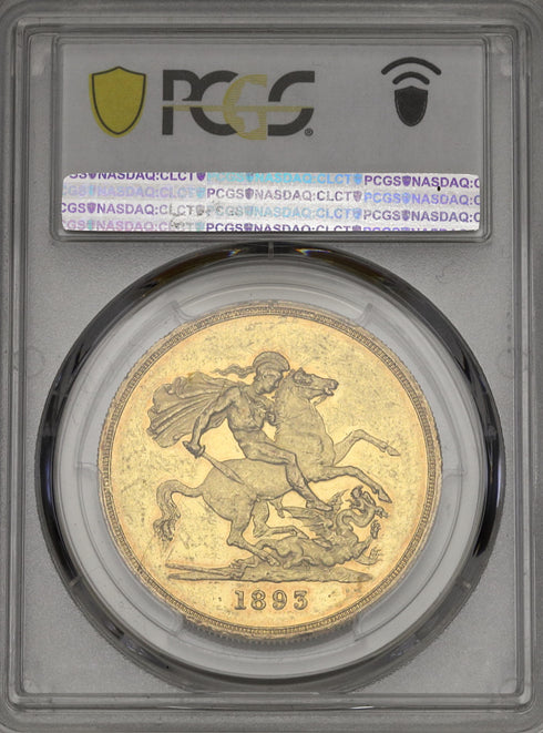 イギリス 1893年 ヴィクトリア女王"ヴェールヘッド" 5ポンド金貨 AU58:43079953