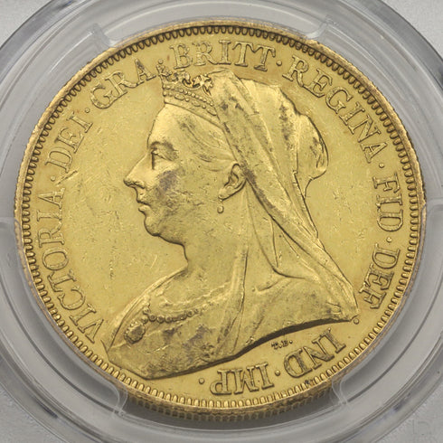 イギリス 1893年 ヴィクトリア女王"ヴェールヘッド" 5ポンド金貨 AU58:43079953