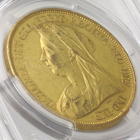 イギリス 1893年 ヴィクトリア女王"ヴェールヘッド" 5ポンド金貨 AU58:43079953