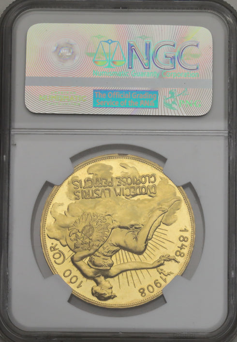 オーストリア 1908年 雲上の女神 100コロナ金貨 PF62CAM:3993157-001