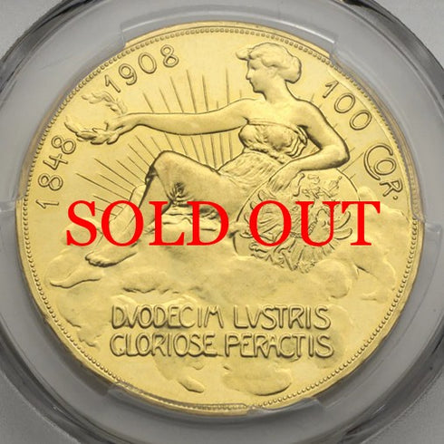 オーストリア 1908年 雲上の女神 100コロナ金貨 PF63CAM:81345007
