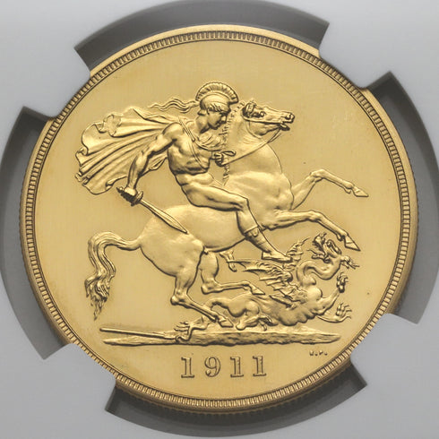 イギリス 1911年 ジョージ5世 5ポンド金貨 PF65CAM:4789750-004