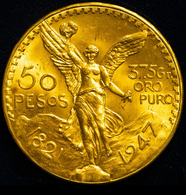 メキシコ 1947年 勝利の女神ヴィクトリア メキシコ独立100周年記念 50ペソ金貨 Restrike 裸:未鑑定