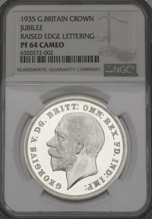 イギリス 1935年 ジョージ5世 即位25周年記念銀貨 RAISED EDGE LETTERING PF64CAM:6320272-002