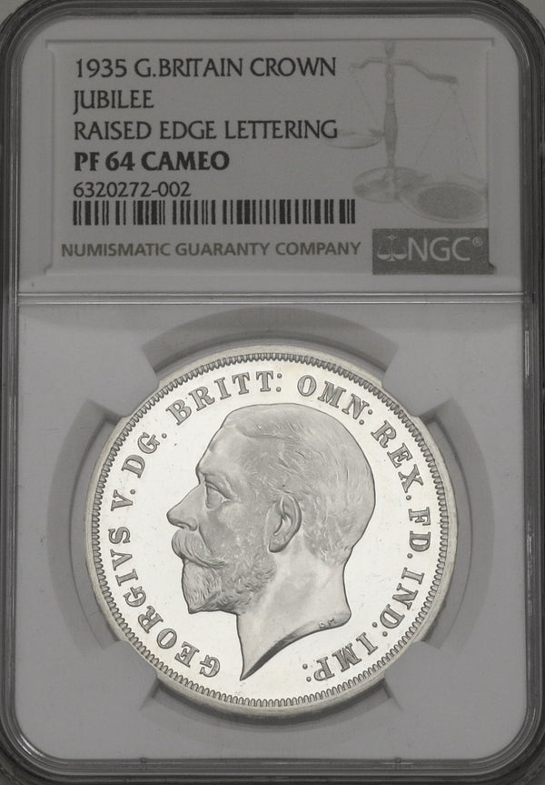イギリス 1935年 ジョージ5世 即位25周年記念銀貨 RAISED EDGE LETTERING PF64CAM:6320272-002