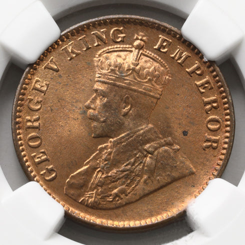 イギリス領インド 1936年C ジョージ5世 1/4アンナ銅貨 MS65RD:3500236-030