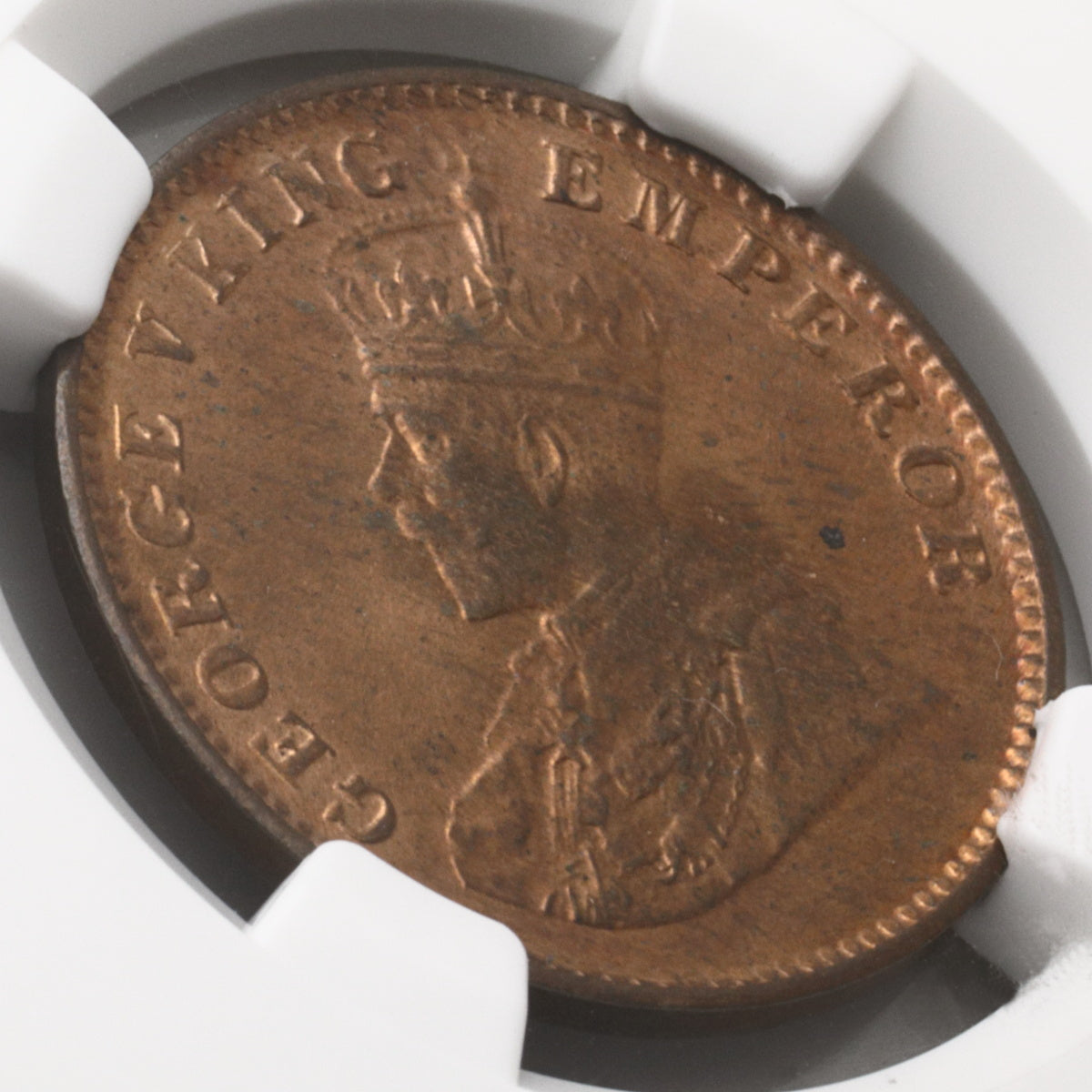 イギリス領インド 1936年C ジョージ5世 1/4アンナ銅貨 MS65RD