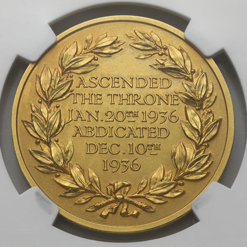 イギリス 1936年 エドワード8世 退位記念 金メダル MS66:3892955-005