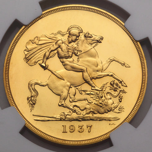 イギリス 1937年 ジョージ6世 5ポンド金貨 PF65UCAM:4492502-001