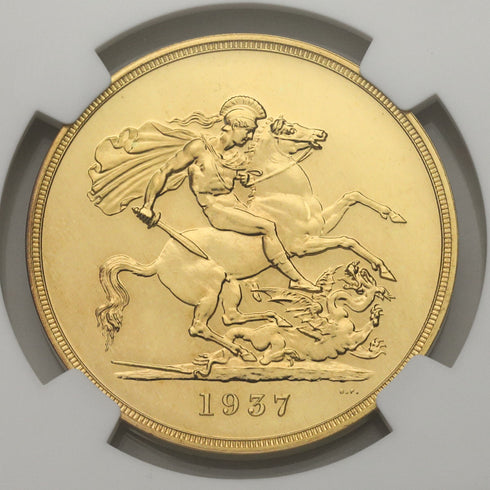 【希少性】★★★ イギリス 1937年 ジョージ6世 5ポンド金貨 PF65:4425305-006-UNIVERSAL COIN