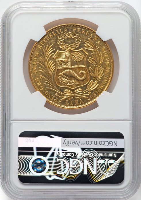 ペルー 1951年 女神座像 100ソル金貨 MS60:8662804-002