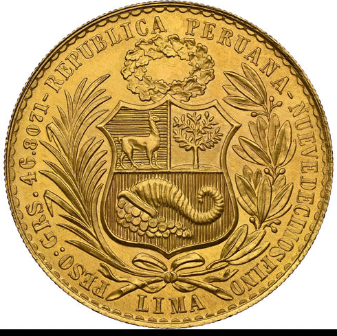 ペルー 1951年 女神座像 100ソル金貨 MS63:8242907-002