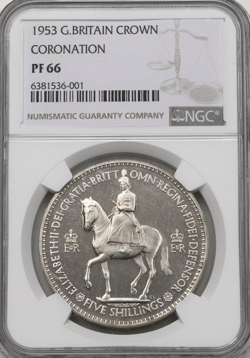 イギリス 1953年 エリザベス2世 戴冠記念 クラウン銀貨 PF66:6381536-001