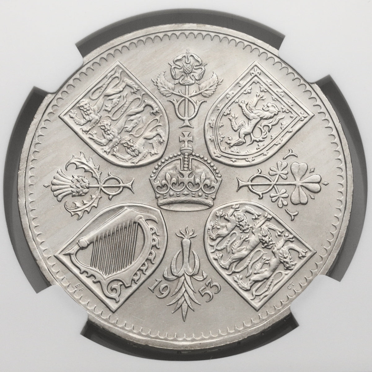 イギリス 1953年 エリザベス2世 戴冠記念 クラウン銀貨 PF66