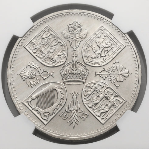 イギリス 1953年 エリザベス2世 戴冠記念 クラウン銀貨 PF66:6381536-001